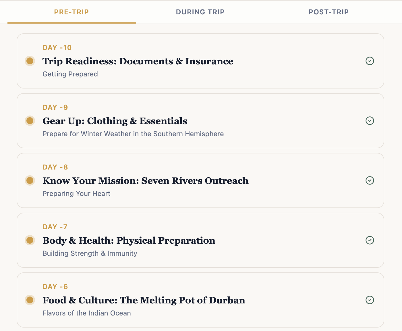 Preparing a trip in WovenArc