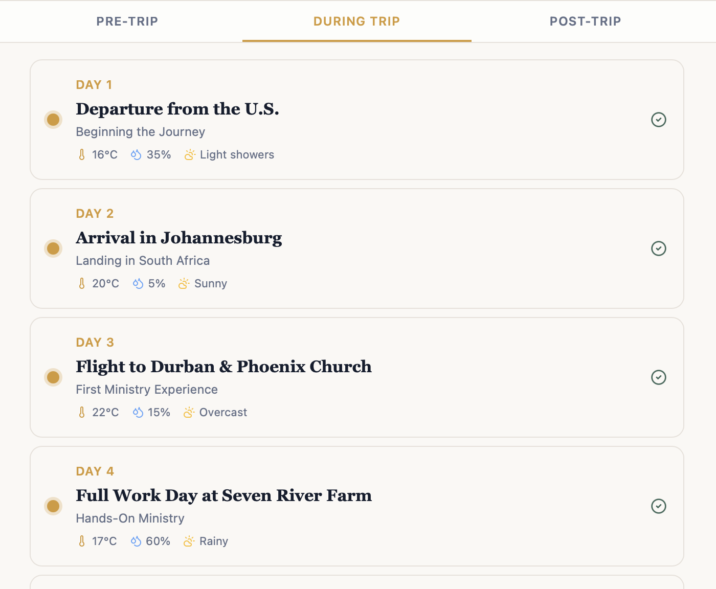 Using WovenArc during a trip